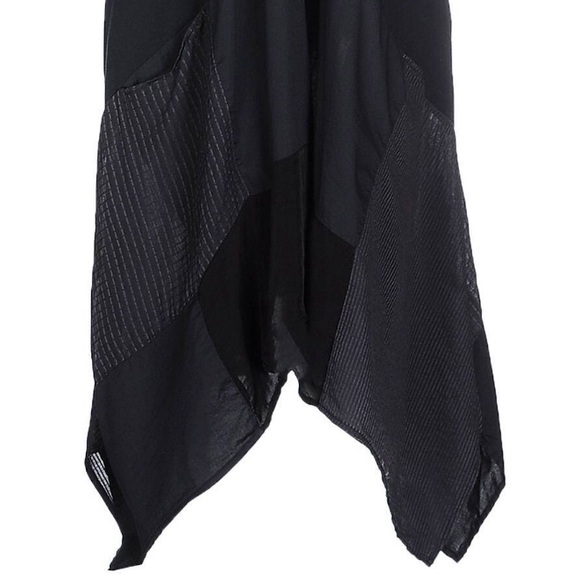 Italian Cotton Elegant Black Asymmetrical Dress - Picture 3 of 4